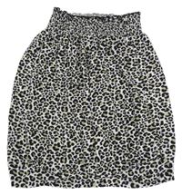 Béžovo-černý top bez ramínek s leopardím vzorem