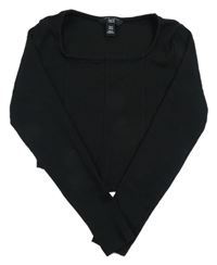 Černé žebrované crop triko New Look