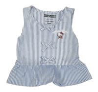 Modro-bílý pruhovaný krepový peplum halenkový top s Kitty Primark
