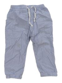 Modro-bílé pruhované cargo plátěné kalhoty H&M