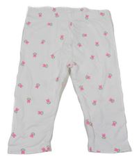 Bílé capri legíny s kytičkami So Cute