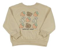 Světlebéžová mikina s jahodami a zajíčky H&M