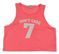 Křiklavě růžový síťovaný sportovní crop top s číslem a nápisem LC WaiKIKI
