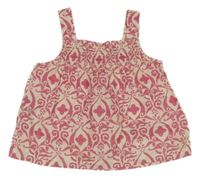 Růžovo-bílý plátěný vzorovaný crop top MNG