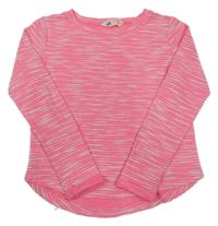 Neonově růžovo-bílý pruhovaný lehký svetr H&M