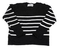 Černo-bílý pruhovaný crop svetr H&M