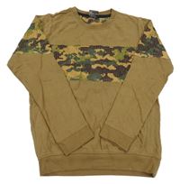 Hnědá mikina s army vzorem