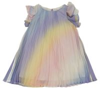 Lila-žluto-růžové plisované šifonové šaty H&M