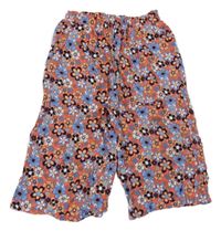 Korálovo-modré květované lehké culottes kalhoty Kiki&Koko