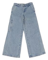 Světlemodré pruhované wide leg rifle Primark