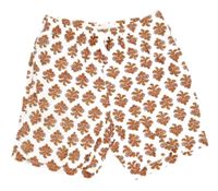 Bílo-oranžové vzorované plátěné kraťasy