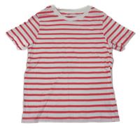 Bílo-jahodové pruhované tričko H&M