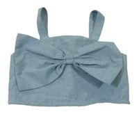 Šedomodrý melírovaný crop top s mašlí Shein