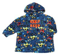 Tmavomodrá chlupatá oversize mikina s bagry a kapucí Firetrap
