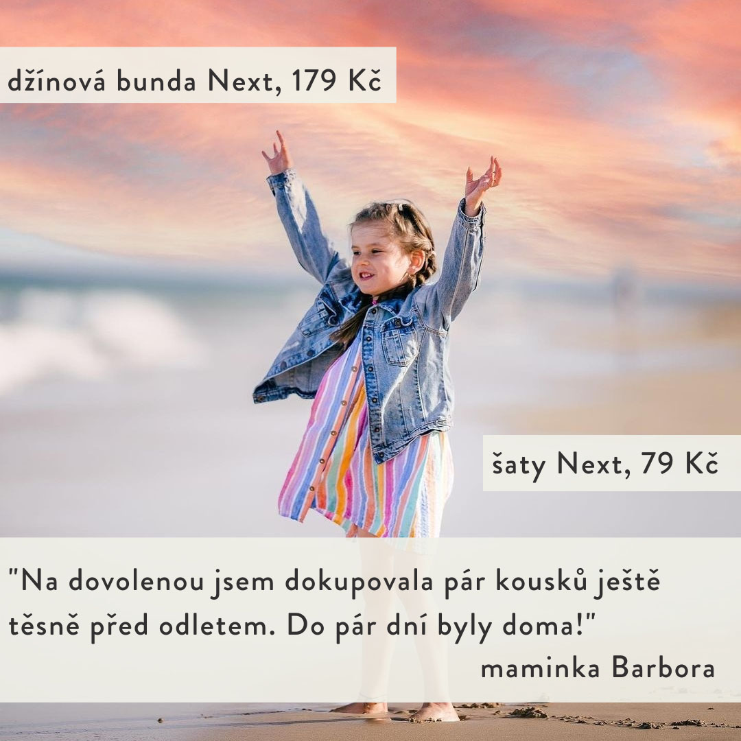 Džínová bunda Next - 179 Kč, šaty Next - 79 Kč